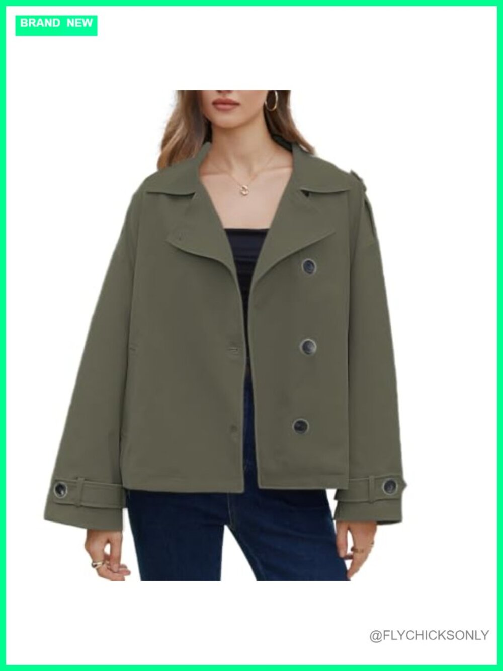 Women's Cropped Trench Coat Single Breasted Short Jacket
